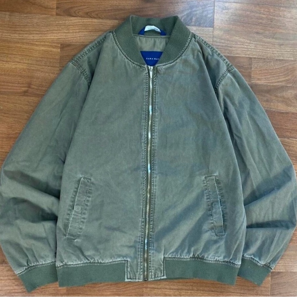 Zara Olive Bomber Jacket for Men